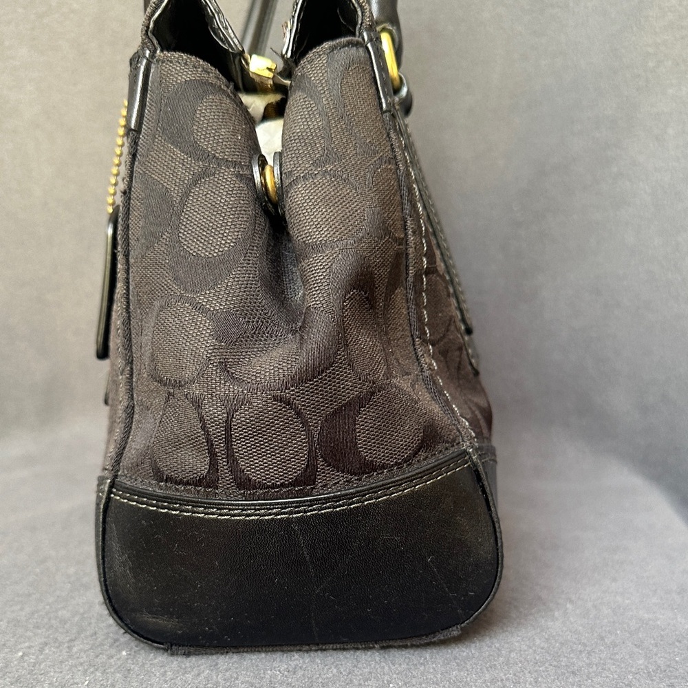 Coach Hampton 11063 Black Signature Medium Carry All Tote Shoulder Bag - Picture 7 of 16